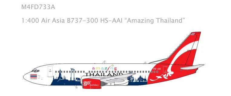 *1/400 AirAsia B 737-300 “Amazing Thailand” Miniature Models M4FD733A - Image 6