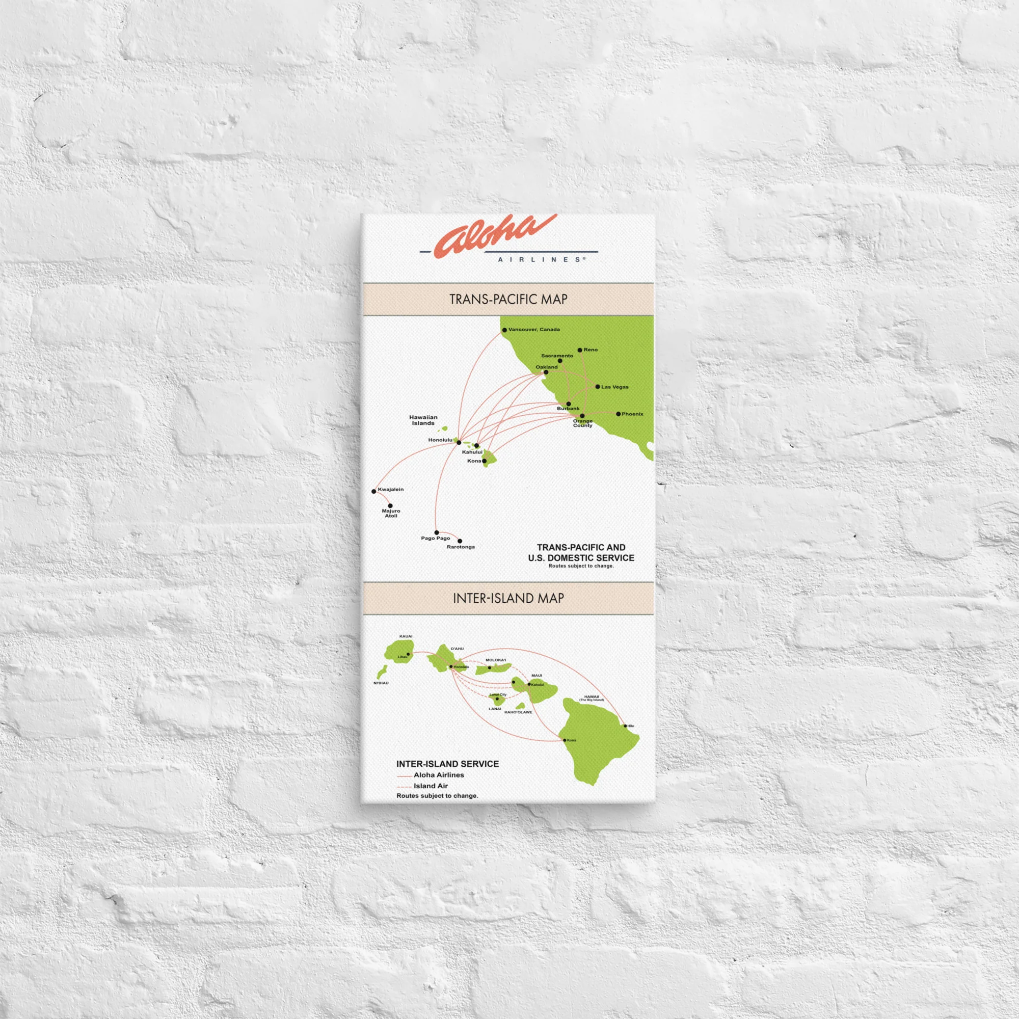Aloha Airlines April 2004 Airline Map Canvas