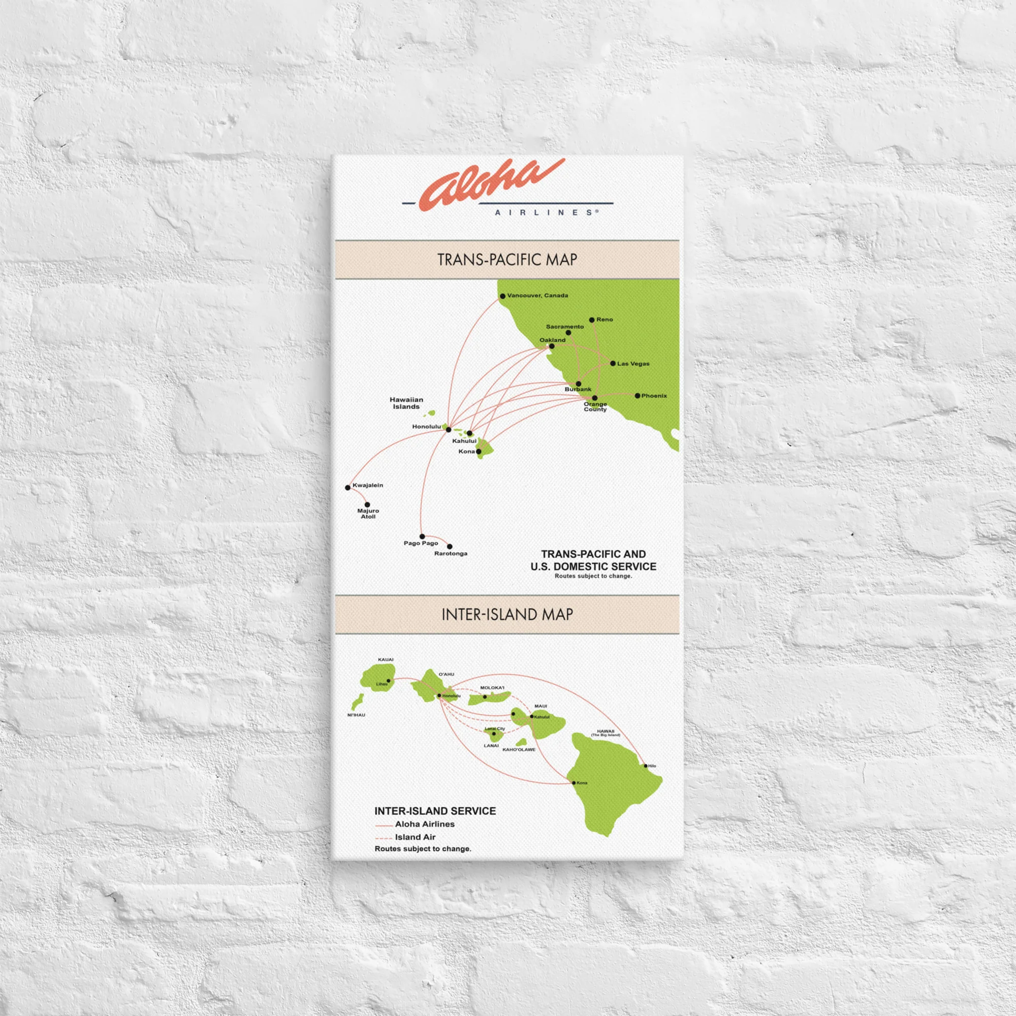 Aloha Airlines April 2004 Airline Map Canvas - Image 2