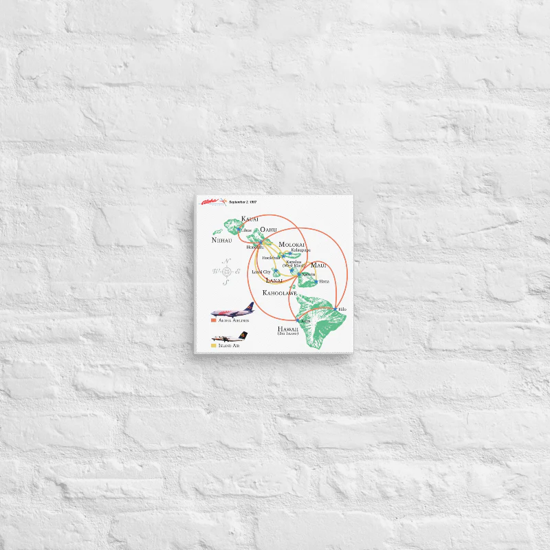 Aloha Airlines September 1997 Airline Map Canvas - Image 4