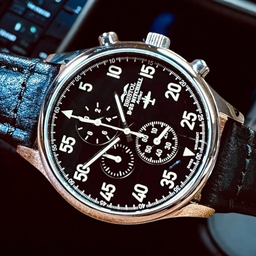 B-25 Mitchell Tribute Watch - Black Dial - Image 4