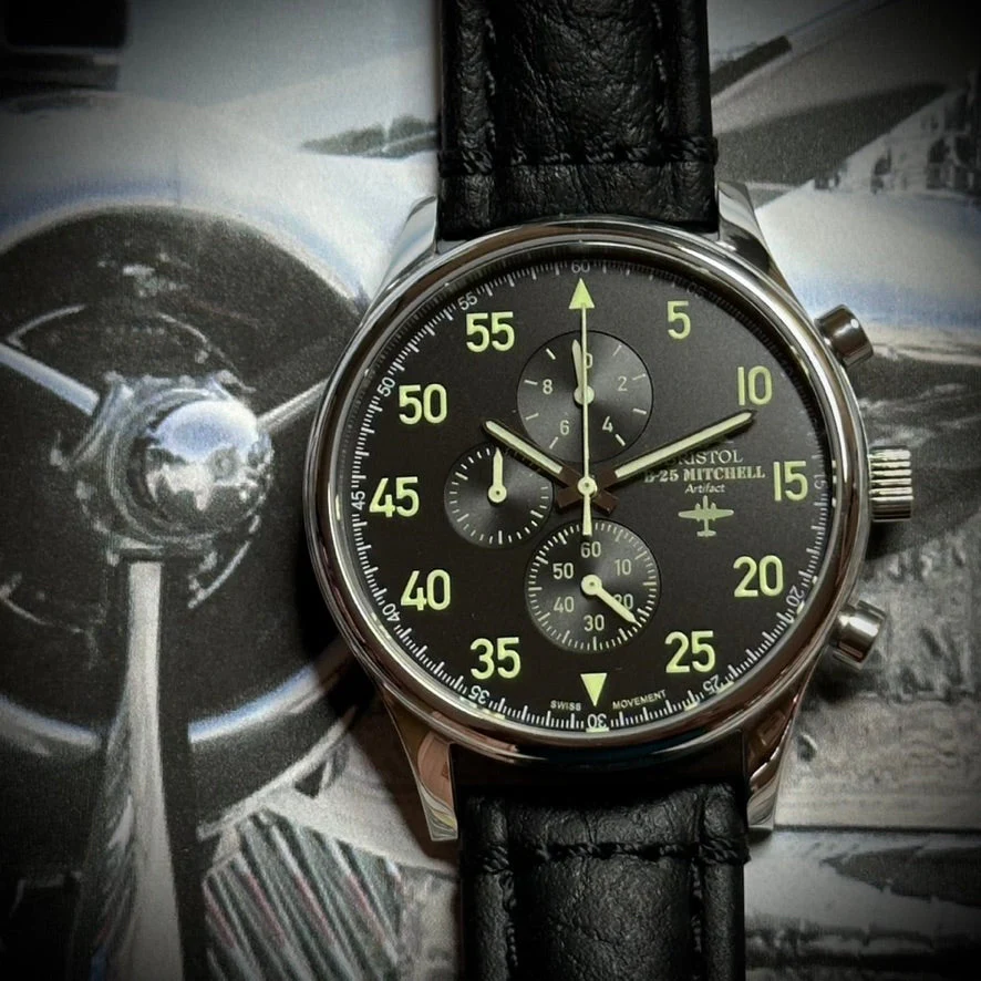 B-25 Mitchell Tribute Watch - Black Dial - Image 6
