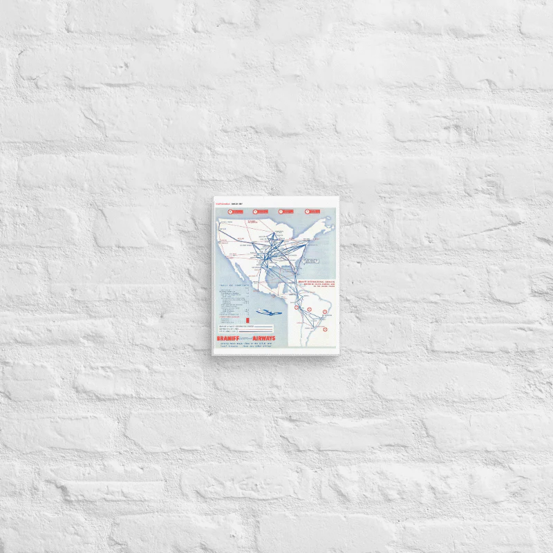 Braniff Airways April 1961 Airline Map Canvas - Image 5