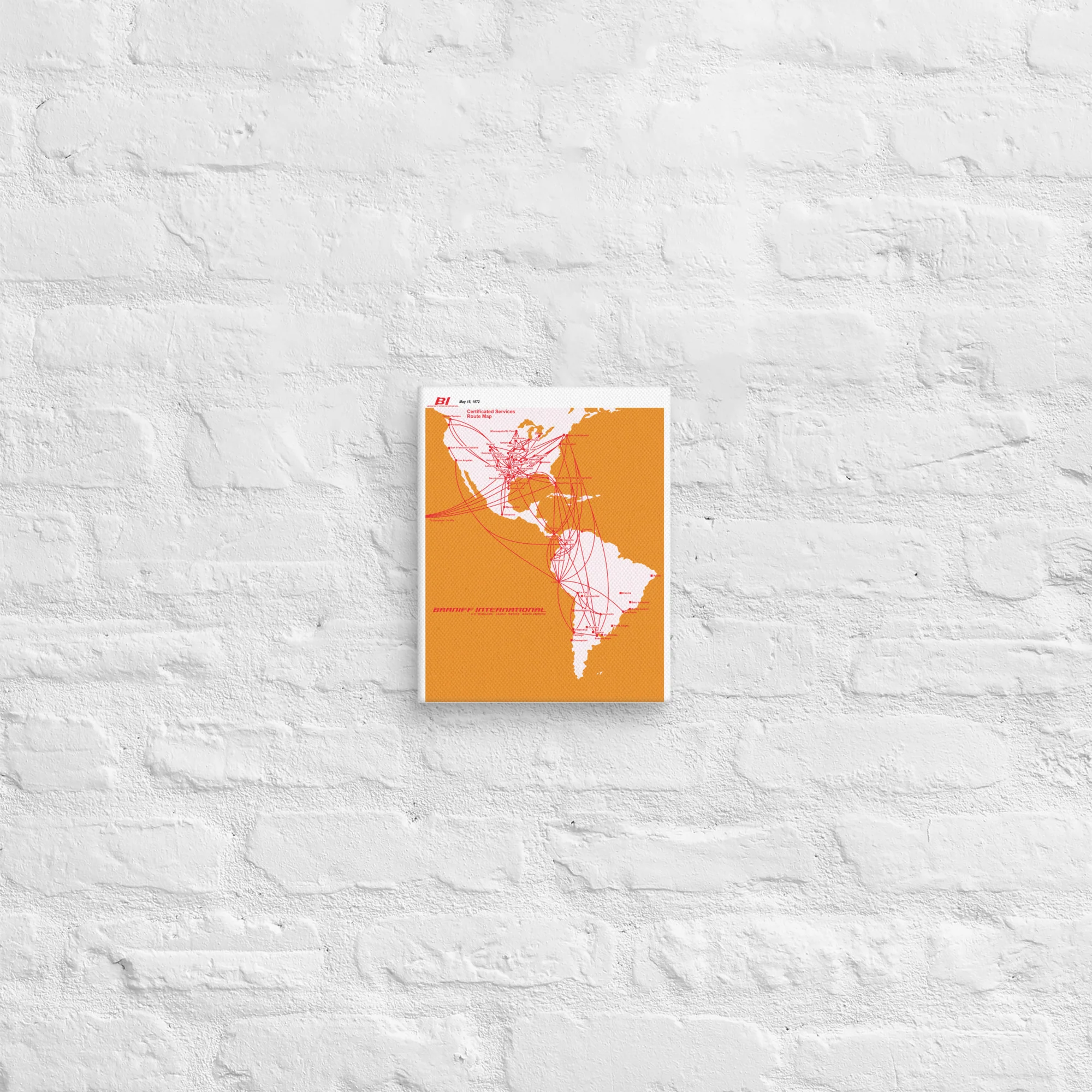 Braniff International May 1972 Airline Map Canvas - Image 3